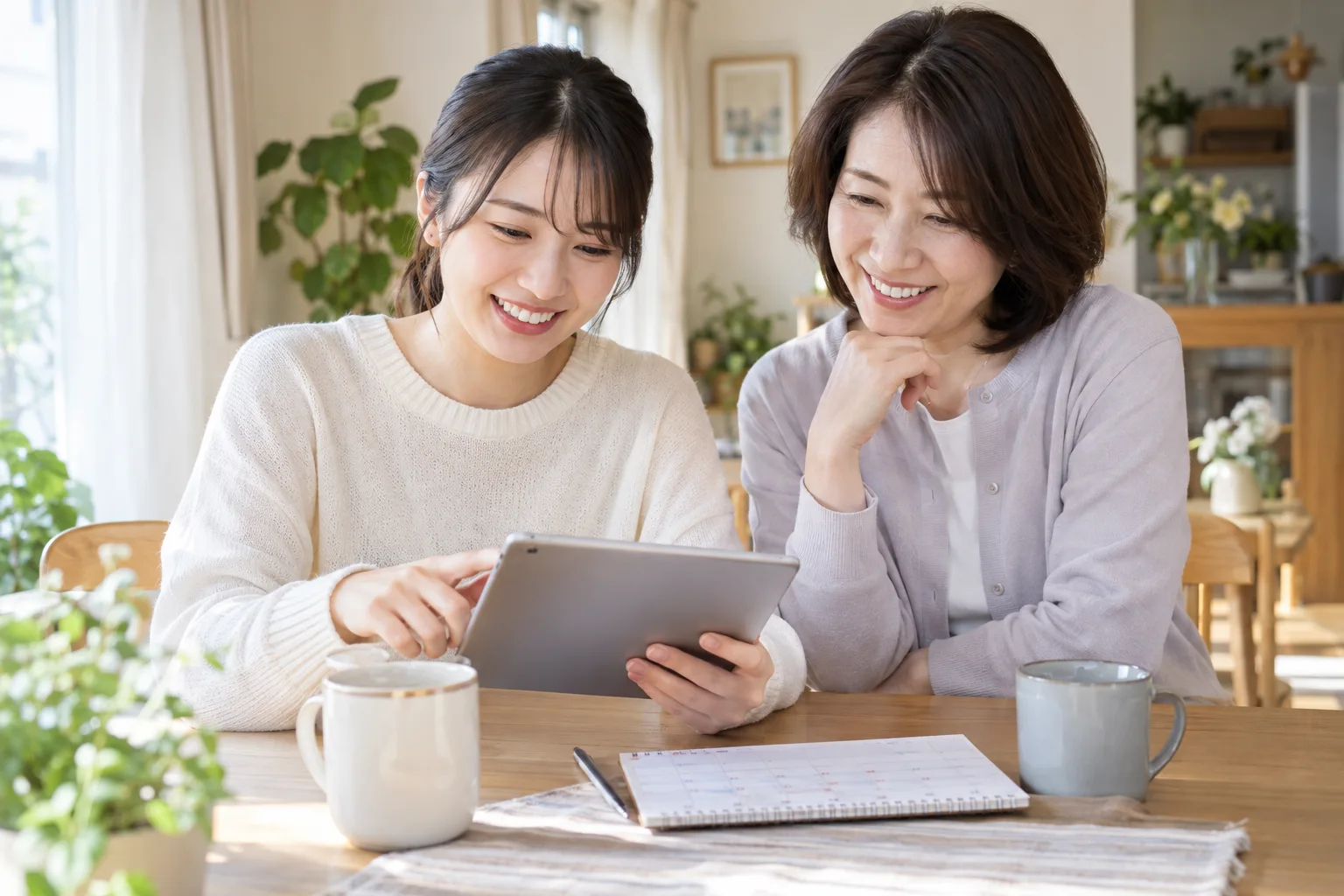 家族で予定や費用を話し合うイメージ