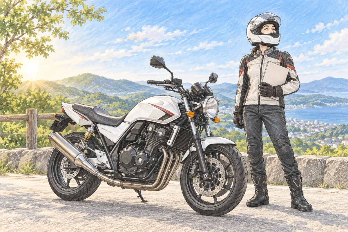 二輪車の卒業後の未来を描いたイラスト