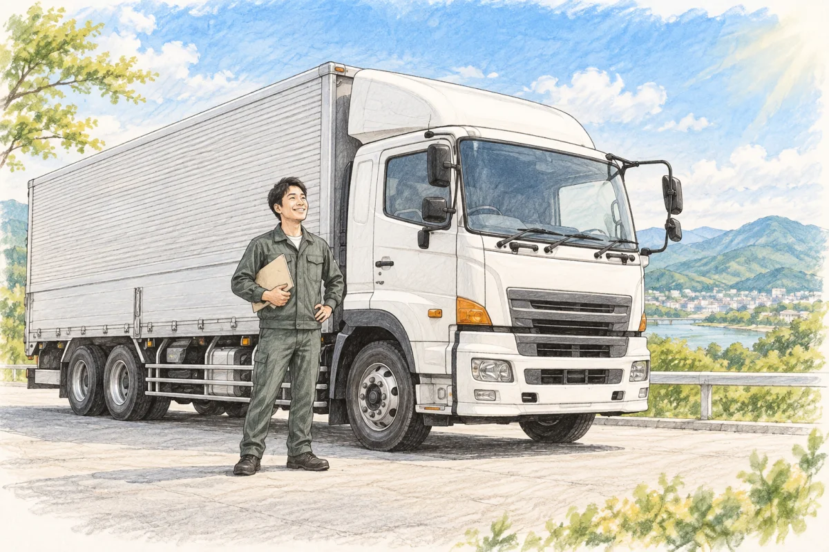 大型トラックの卒業後の未来を描いたイラスト